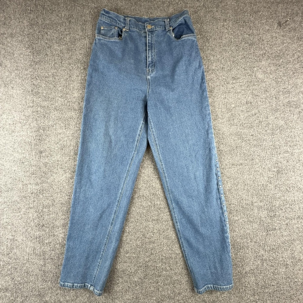 The Quacker Factory Jeans Womens 14 Medium Wash High Rise Relaxed Tapered Denim